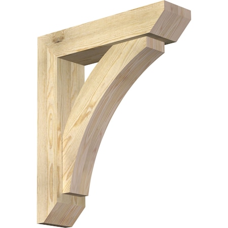 Ekena Millwork Thorton Slat Rough Sawn Bracket w/ Offset Brace, Douglas Fir, 6"W x 24"D x 28"H BKT0604X24X28THR06RDF